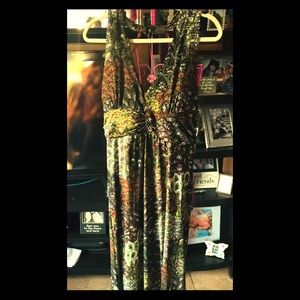 Sz XL unique pattern Halter top long dress.